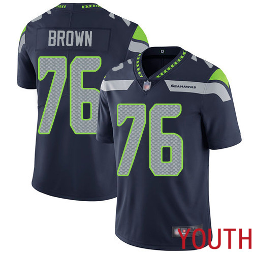 Seattle Seahawks Limited Navy Blue Youth Duane Brown Home Jersey NFL Football #76 Vapor Untouchable->seattle seahawks->NFL Jersey